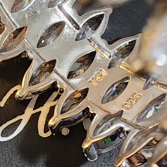 Cubic Zirconia 3-Row Marquise Cut silver Ring size 7 - Picture 4 of 12